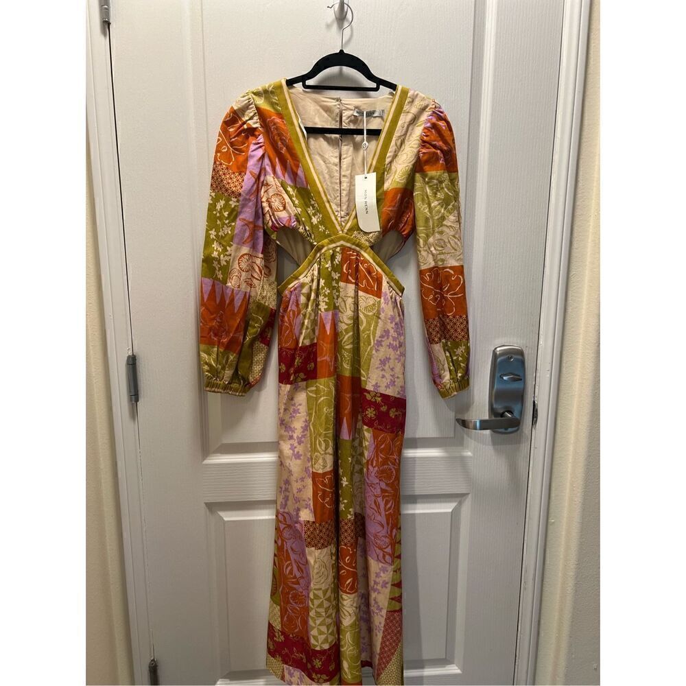 Mon Renn Cove Patchwork Long Sleeve Midi Dress In Patchwork Size S NWT $189 - Picture 9 of 12
